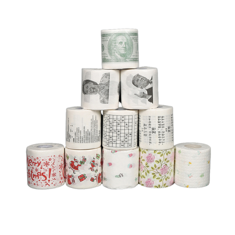 Rollo de papel higiénico con estampado divertido, 2 capas, 250 hojas, para uso doméstico o restaurante, sala de lavado