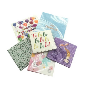 La aduana de alta calidad imprimió el estilo del bolso de las servilletas de pulpa de madera virgen de 1 capa para el evento de la barra del animal doméstico del cóctel de la boda